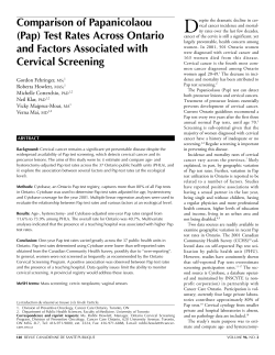 Comparison of Papanicolaou (Pap) Test Rates Across Ontario and