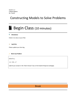 Begin Class (10 minutes)