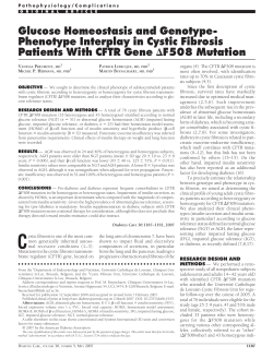 Glucose Homeostasis and Genotype- Phenotype Interplay in Cystic