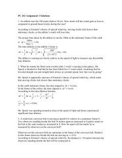 PC 242 Assignment 1 Solutions 1. An athlete runs the 100 meter