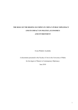i THE ROLE OF THE BEIJING OLYMPICS IN CHINA`S PUBLIC