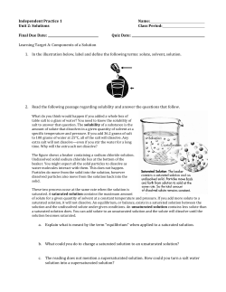 Independent Practice 1 Name: Unit 2: Solutions Class Period: Final
