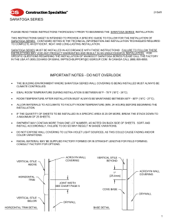 saratoga series important notes - do not overlook
