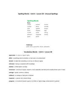 Spelling Words &ndash; Unit 6 &ndash; Lesson 30