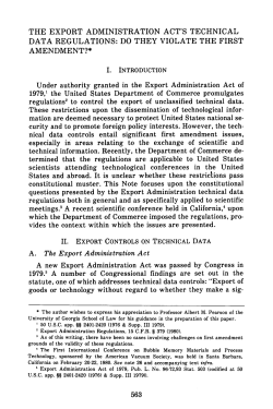 Export Administration Act`s Technical Data Regulations