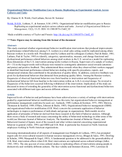 Organizational Behavior Modification Goes to