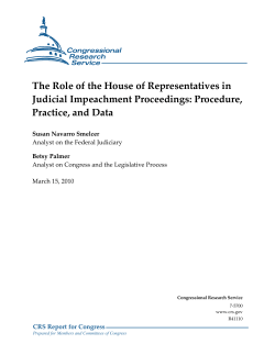 The Role of the House of Representatives in Judicial Impeachment