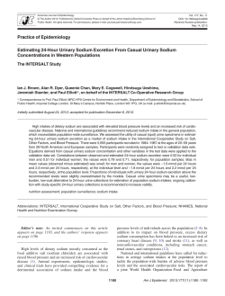 Estimating 24-Hour Urinary Sodium Excretion From Casual Urinary