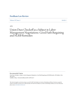Union Dues Checkoff as a Subject in Labor