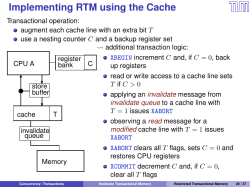 Implementing RTM using the Cache