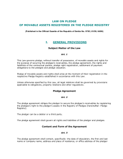Law on Pledge of Movable Assets Registered in the Pledge - APR-a