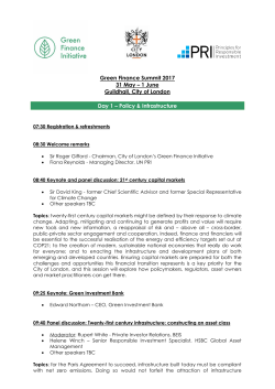 Green Finance Summit 2017 31 May &ndash; 1 June Guildhall, City of