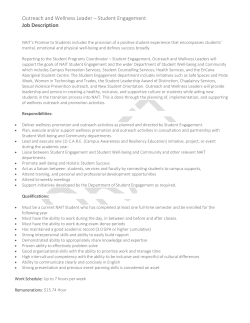 Outreach and Wellness Leader &ndash; Student Engagement Job