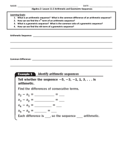 Algebra 2: Lesson 11-2 Arithmetic and Geometr