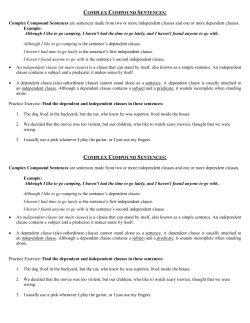 COMPLEX COMPOUND SENTENCES