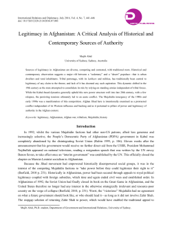 Legitimacy in Afghanistan: A Critical Analysis of Historical and