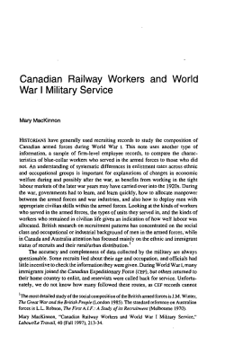 Canadian Railway Workers and World War I Military Service
