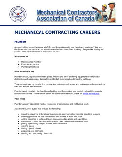 Plumber - Mechanical Contractors Association of Canada