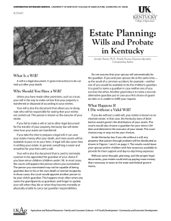 FCS5-425: Estate Planning: Wills and Probate in Kentucky