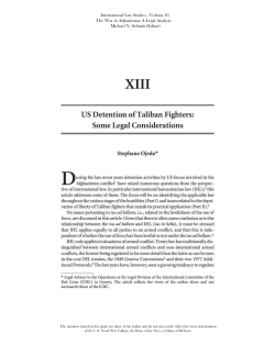 US Detention of Taliban Fighters: Some Legal Considerations