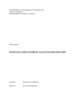 potential for synthetic gas in finnish industry