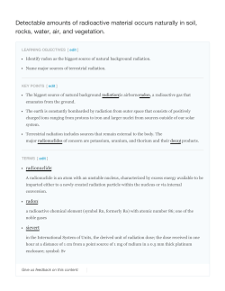 Detectable amounts of radioactive material occurs naturally in soil