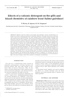 Effects of a cationic detergent on the gills and blood