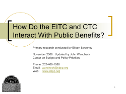 How EIC and Child Tax Credits are Treated in Public Benefit Programs