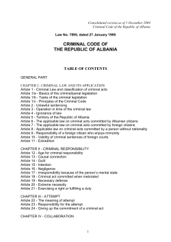 criminal code of the republic of albania