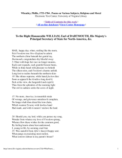 To the Right Honourable WILLIAM, Earl of DARTMOUTH