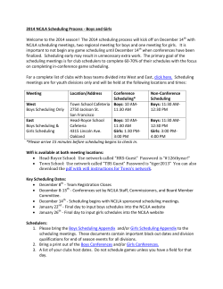 2014 NCJLA Scheduling Process - Boys and Girls Welcome to the