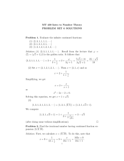 MT 430 Intro to Number Theory PROBLEM SET 6 SOLUTIONS