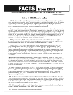 History of 401(k) Plans: An Update