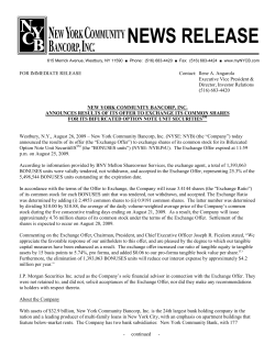 news release - New York Community Bancorp, Inc.
