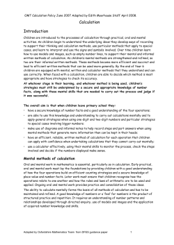 Use of Calculators in the Revised Framework