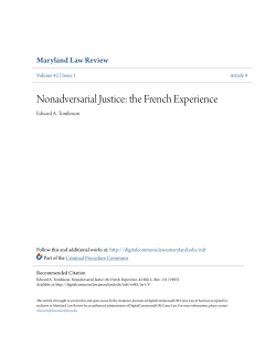 Nonadversarial Justice: the French Experience