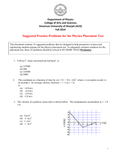 Suggested Practice Problems for the Physics Placement Test