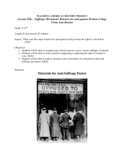 Suffrage Movement: Reasons for and against Women Voting