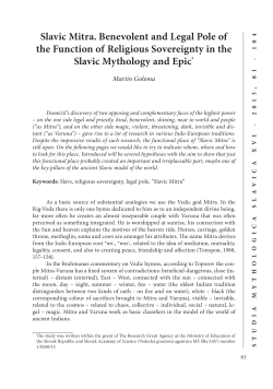 Slavic Mitra. Benevolent and Legal Pole of the Function