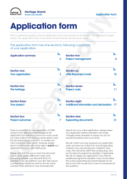 Heritage Grants. Application form