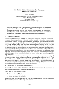 An Event-Based Semantics for Japanese Emphatic Particles 113