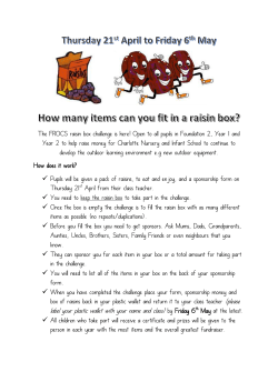 Raisin Box Challenge Information - Charlotte Nursery and Infant