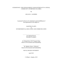 COEXISTENCE: THE HUMAN/GRIZZLY BEAR INTERFACE IN A