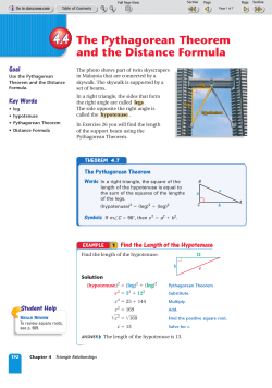 4.4 The Pythagorean Theorem and the Distance Formula