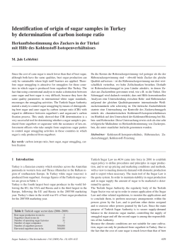 Identification of origin of sugar samples in Turkey by determination