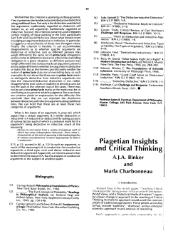 Piagetian Insights and Critical Thinking