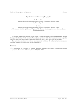 Spectra in ensembles of regular graphs D. Andryukhina National