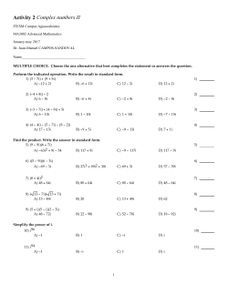 Activity 2 Complex numbers II