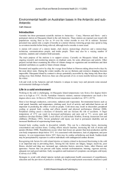 Environmental health on Australian bases in the Antarctic and sub