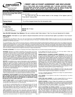 Consumer Open End Loan Agreement